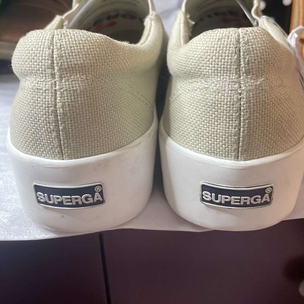 Superga - Platform Slip-On Sneakers - Beige Size 71/2 - Picture 5 of 7